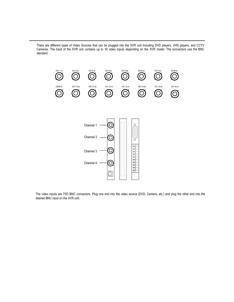 Connecting a video source to the xvr | Toshiba XVR16-60-X User Manual | Page 32 / 131