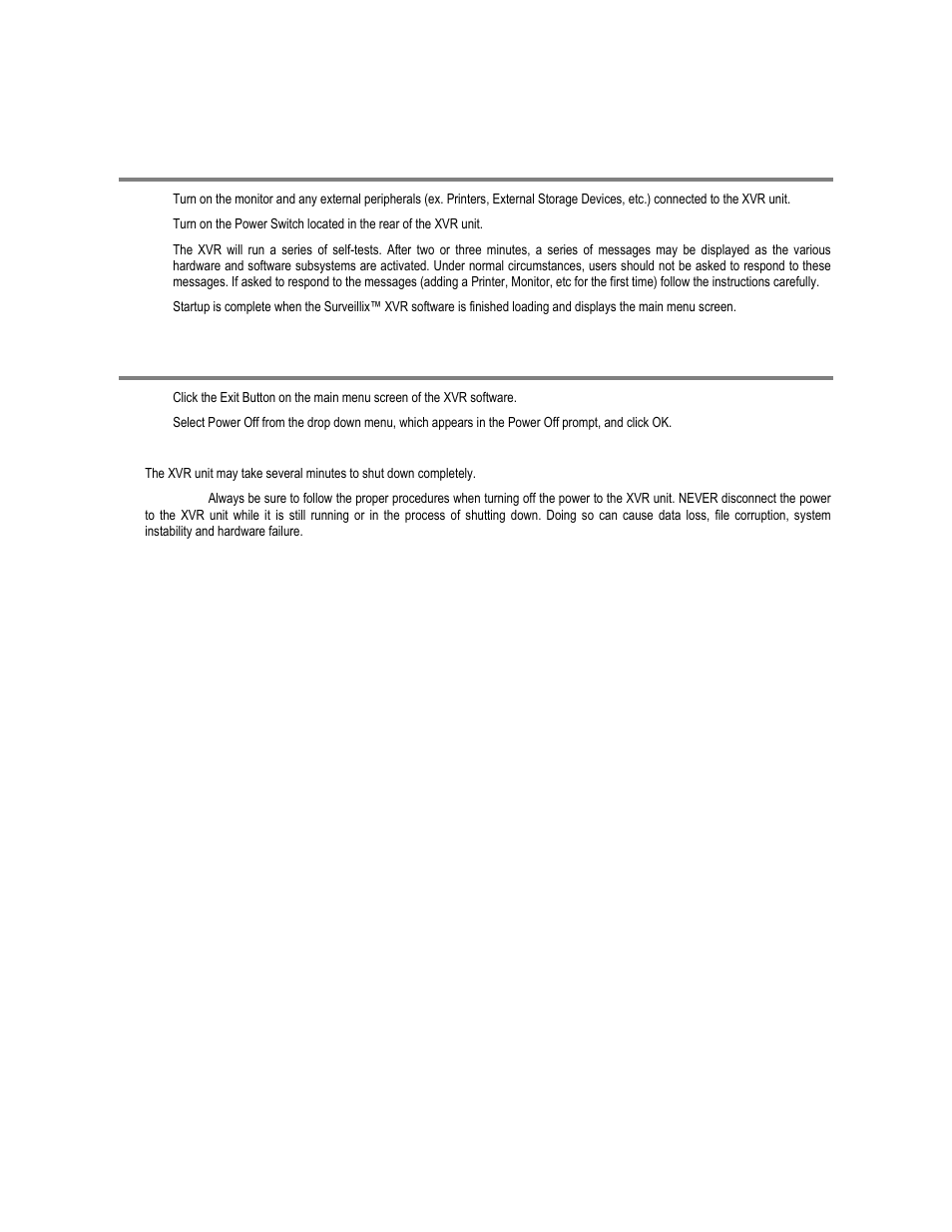 Turning on the xvr, Turning off the xvr | Toshiba XVR16-60-X User Manual | Page 37 / 131