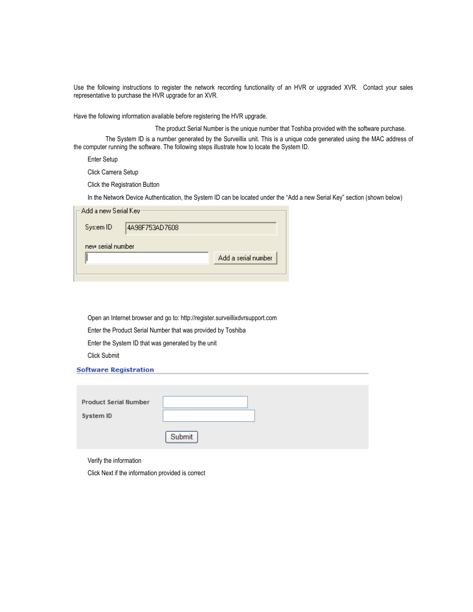 Hvr registration (xvr upgrade option), Obtaining the unlock code | Toshiba XVR16-60-X User Manual | Page 52 / 131