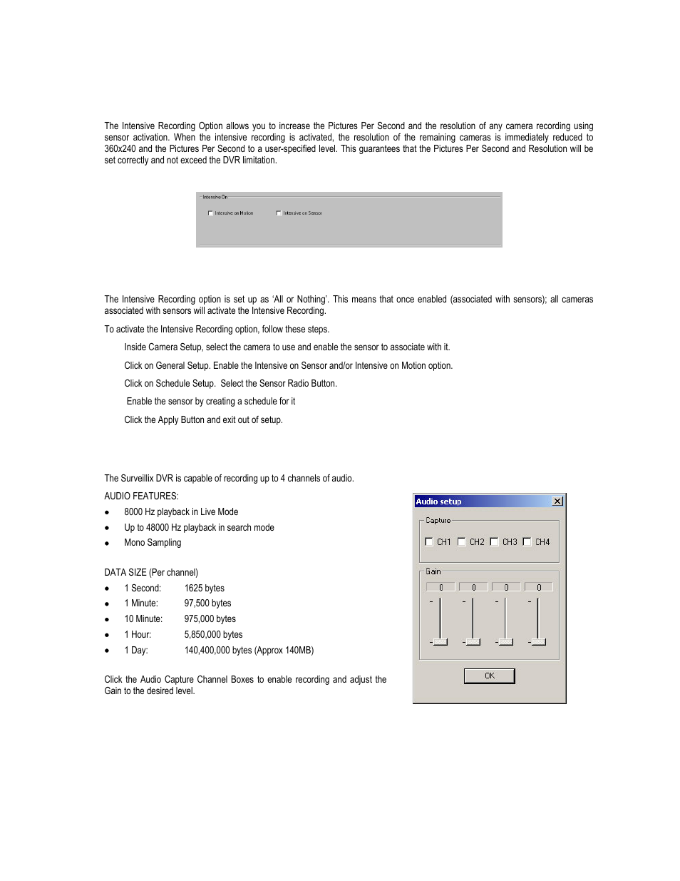 Intensive recording overview, How to use intensive recording, Audio | Toshiba XVR16-60-X User Manual | Page 68 / 131