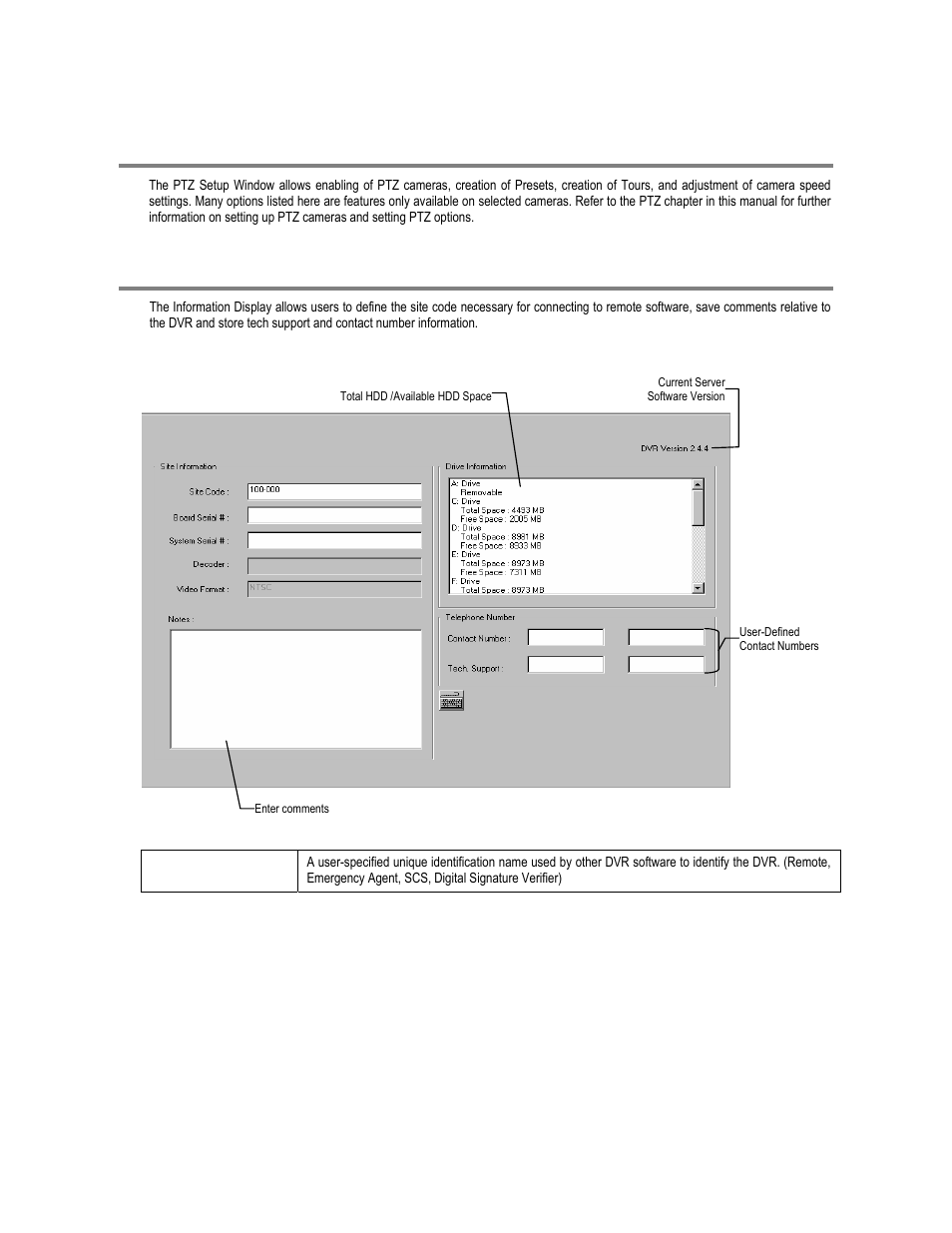 Ptz setup, Information | Toshiba XVR16-60-X User Manual | Page 72 / 131