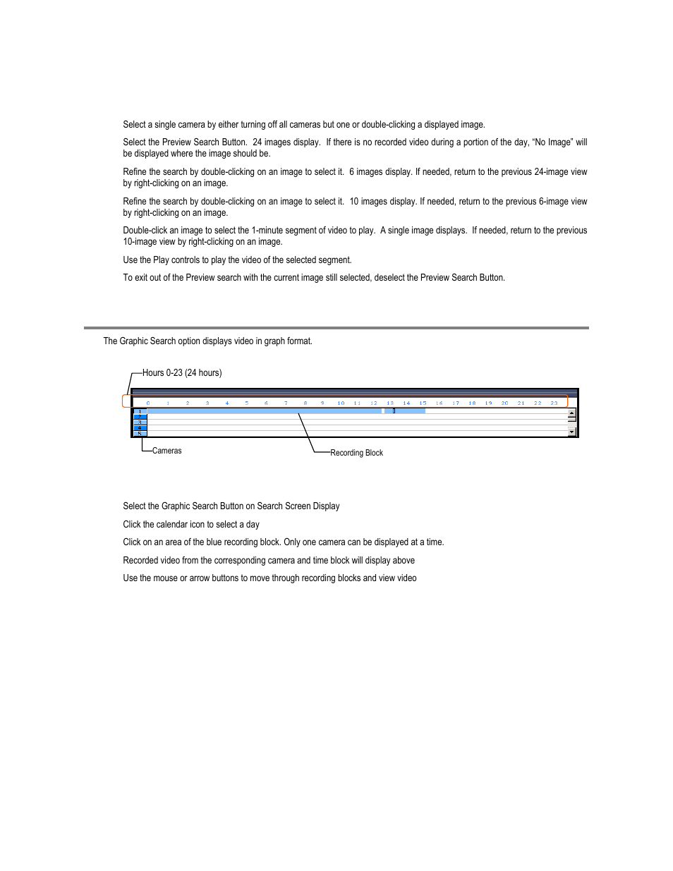 Graphic search, Performing a preview search, Performing a graphic search | Toshiba XVR16-60-X User Manual | Page 86 / 131