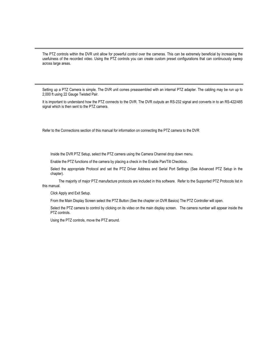 Pan / tilt / zoom overview, Setting up a ptz camera | Toshiba XVR16-60-X User Manual | Page 92 / 131