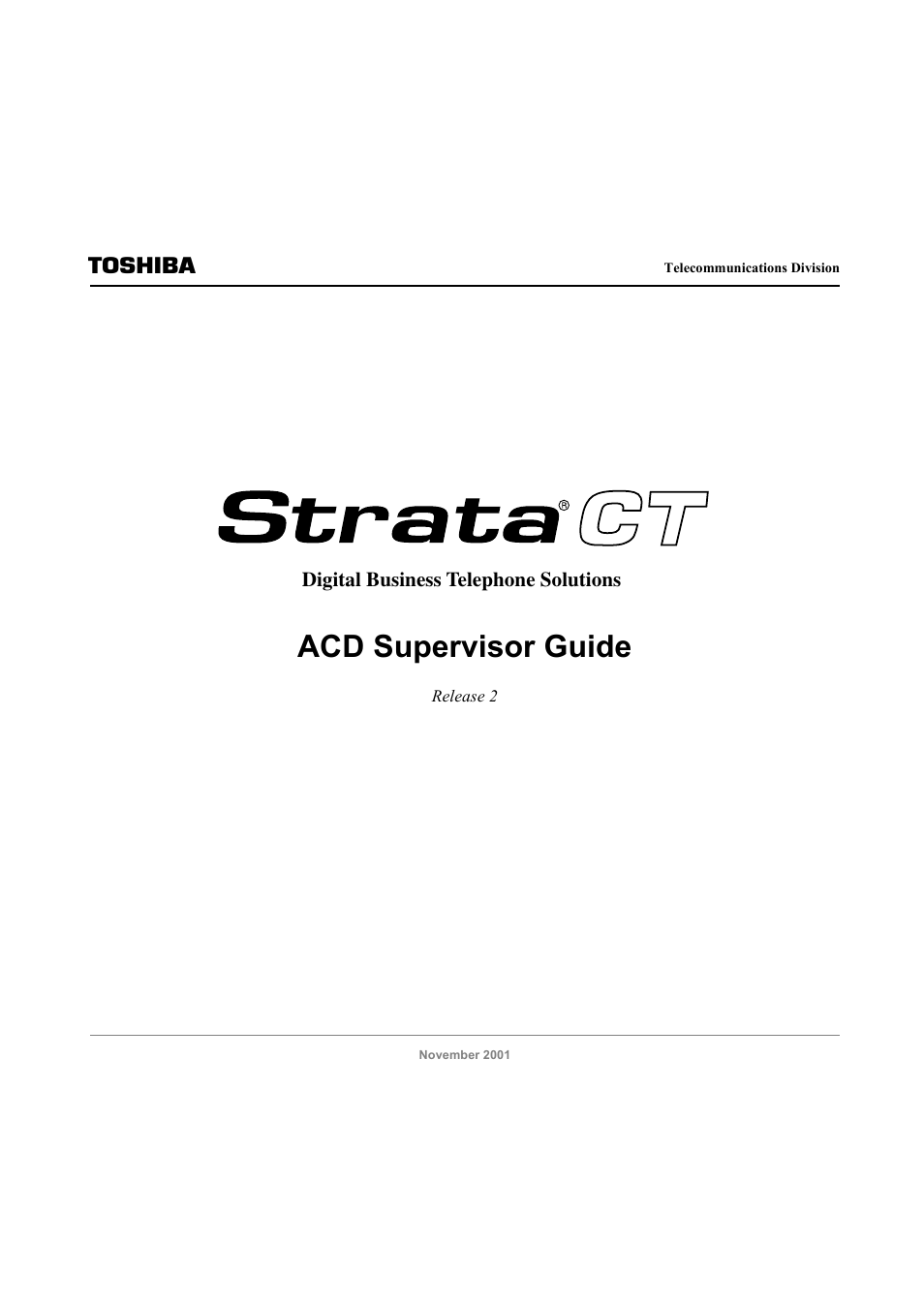 Toshiba Strata CT Digital Business Telephone Solutions User Manual | 41 pages