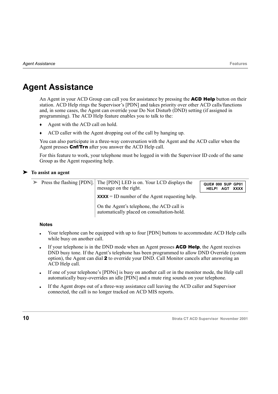 Agent assistance | Toshiba Strata CT Digital Business Telephone Solutions User Manual | Page 18 / 41