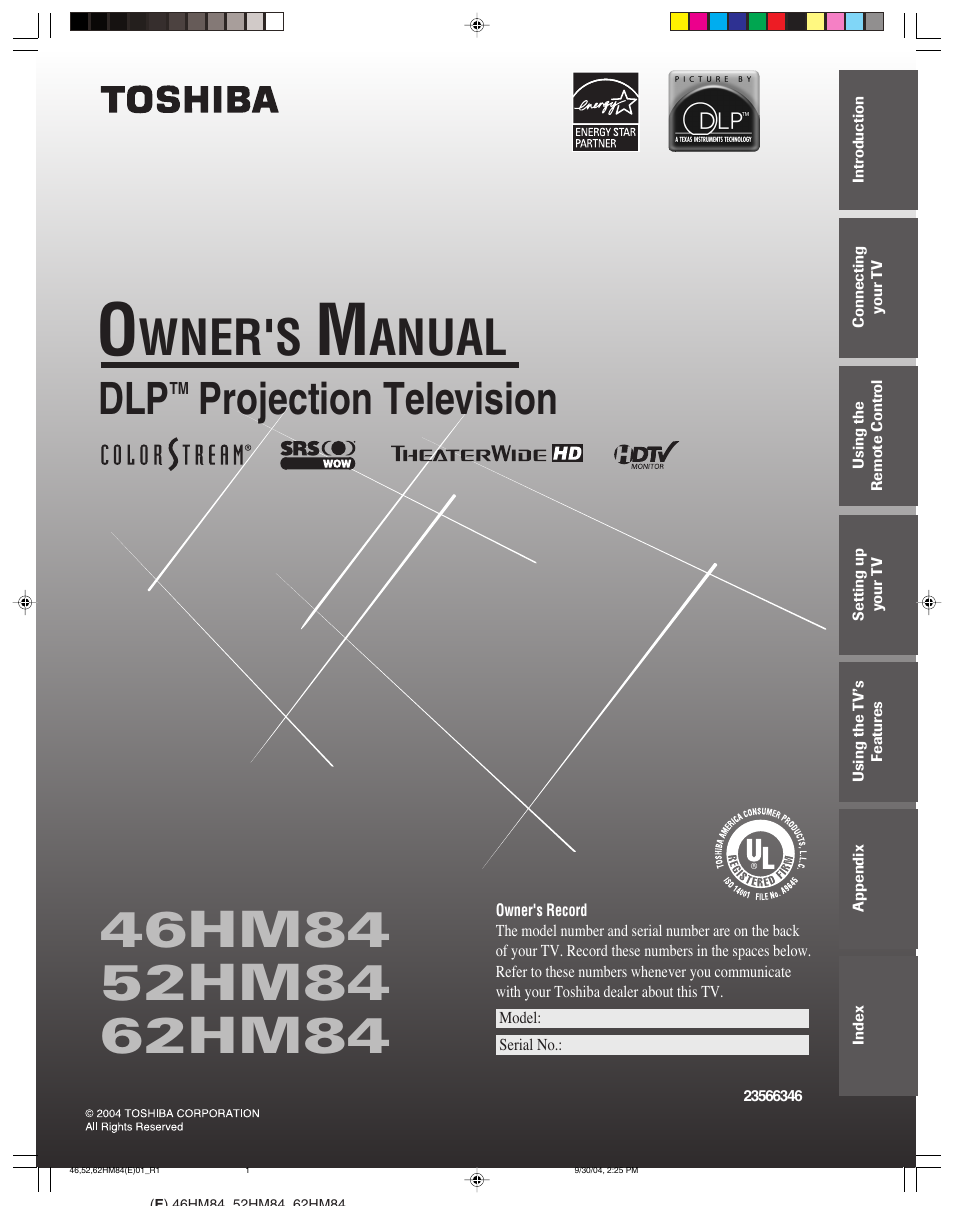 Toshiba CT-90159 User Manual | 68 pages