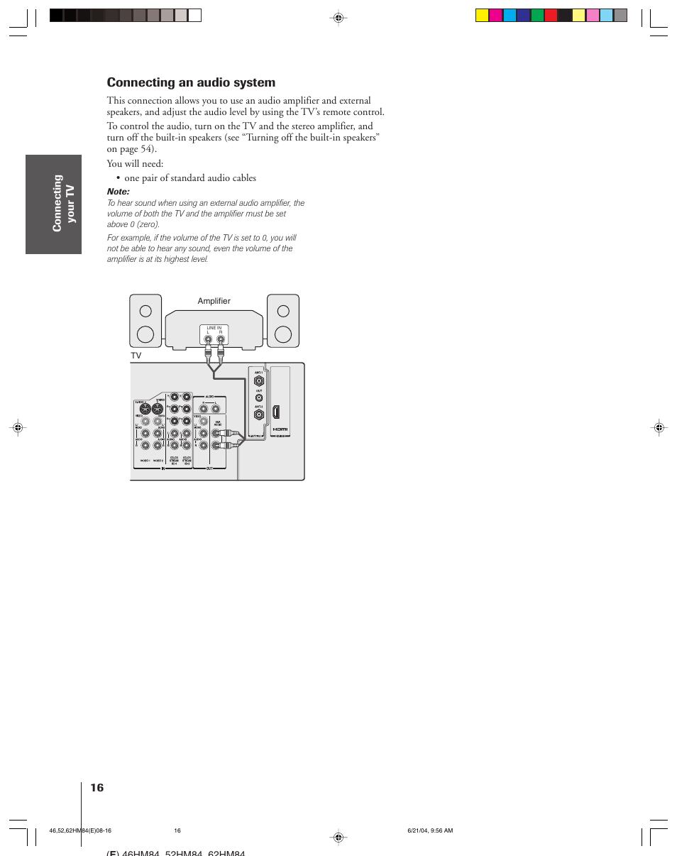 Connecting an audio system | Toshiba CT-90159 User Manual | Page 16 / 68