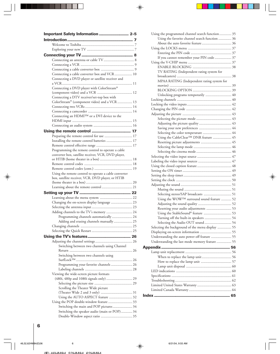 Toshiba CT-90159 User Manual | Page 6 / 68