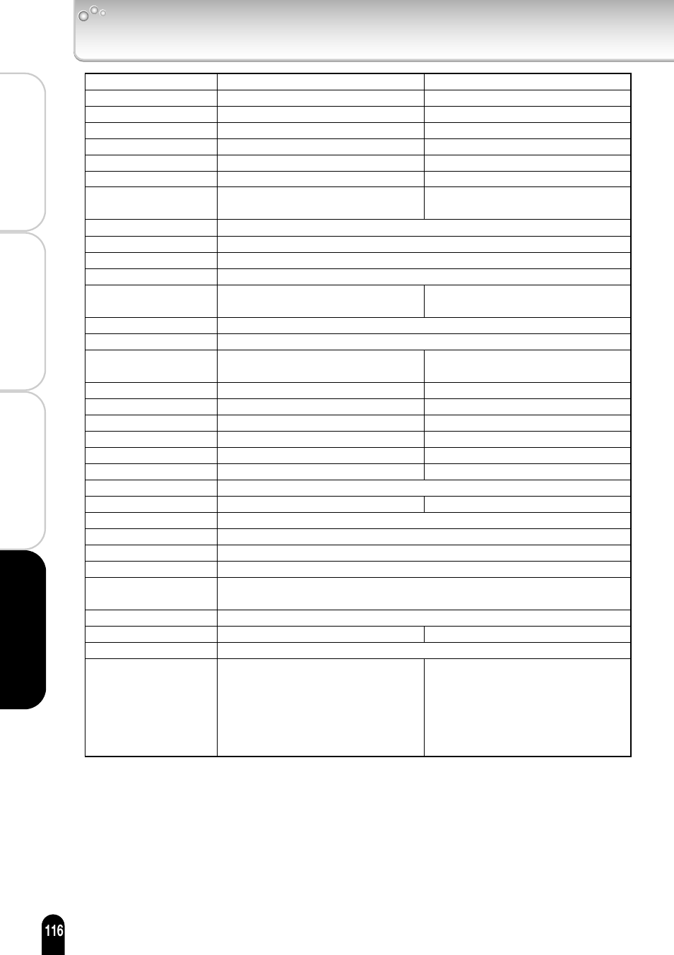 Specifications | Toshiba IK-WB11A User Manual | Page 116 / 119