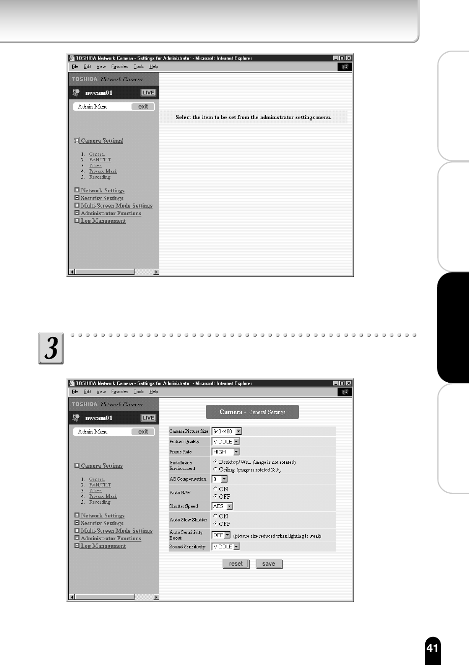 Click a sub menu | Toshiba IK-WB11A User Manual | Page 41 / 119
