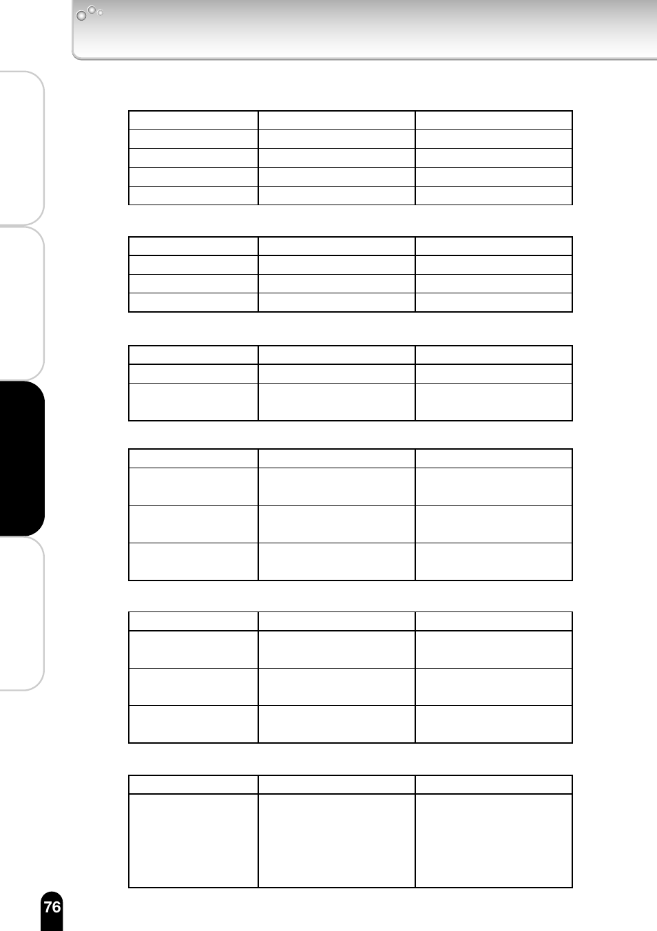 Setting items (cont.) 06, Mail settings, Item ik-wb01a ik-wb11a | Toshiba IK-WB11A User Manual | Page 76 / 119