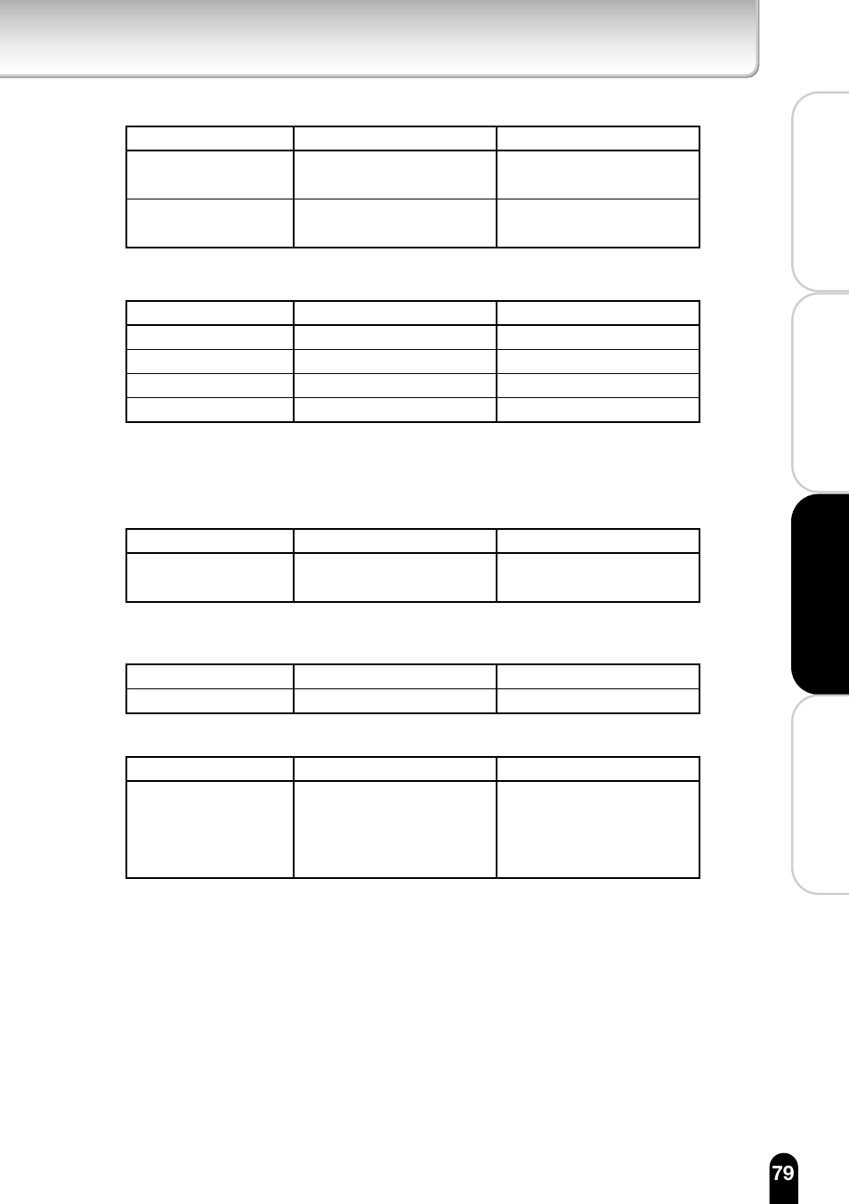 Multi-screen mode settings, Filtering settings item ik-wb01a ik-wb11a, On/off | User restriction settings item ik-wb01a ik-wb11a | Toshiba IK-WB11A User Manual | Page 79 / 119