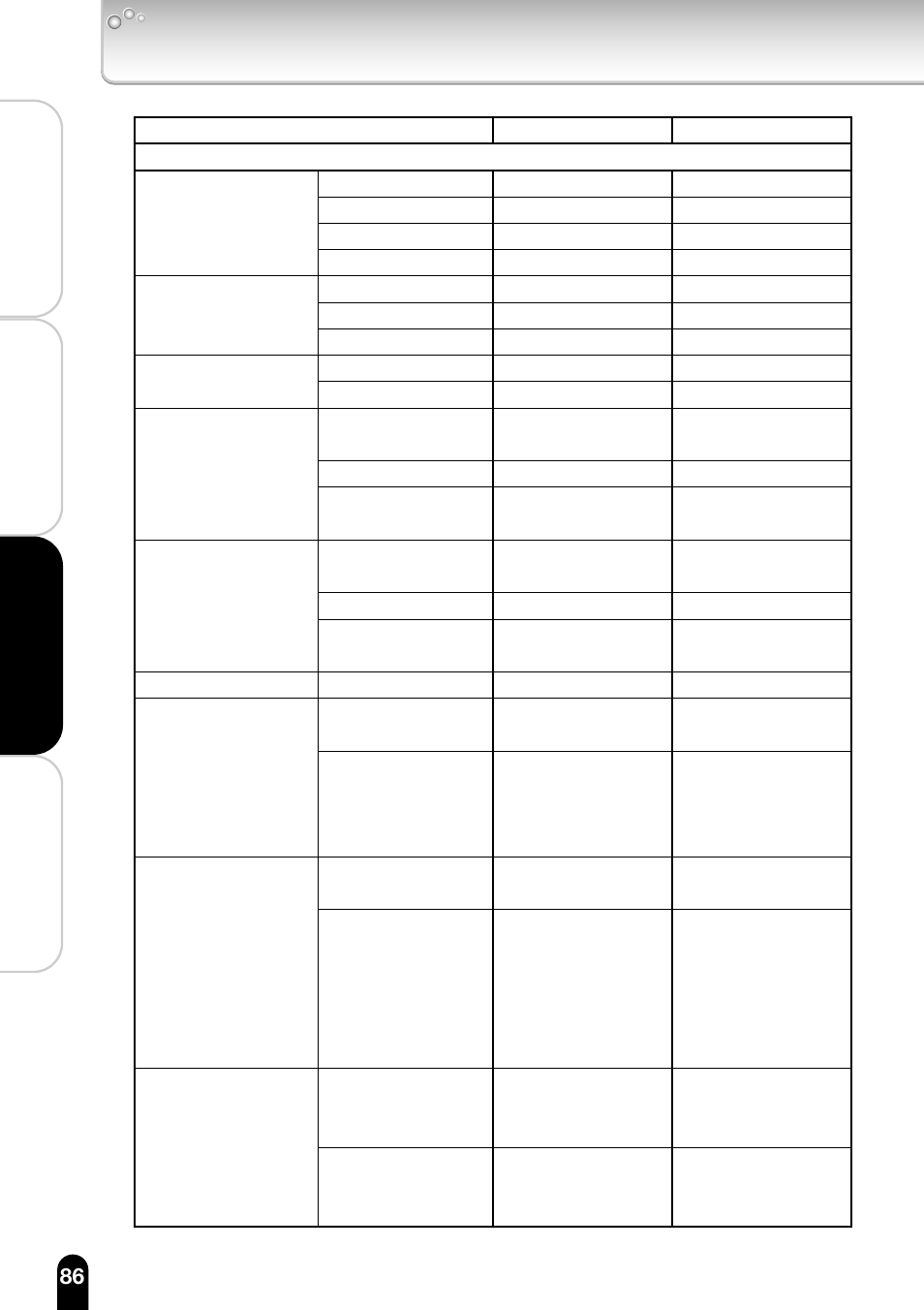 Returning to the default settings (cont.) | Toshiba IK-WB11A User Manual | Page 86 / 119