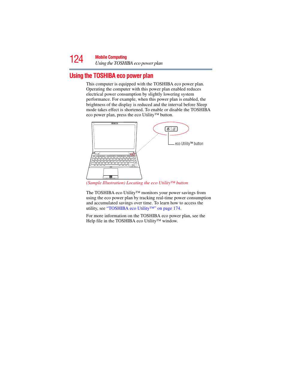 Using the toshiba eco power plan | Toshiba PORTEGE R700 series User Manual | Page 124 / 246