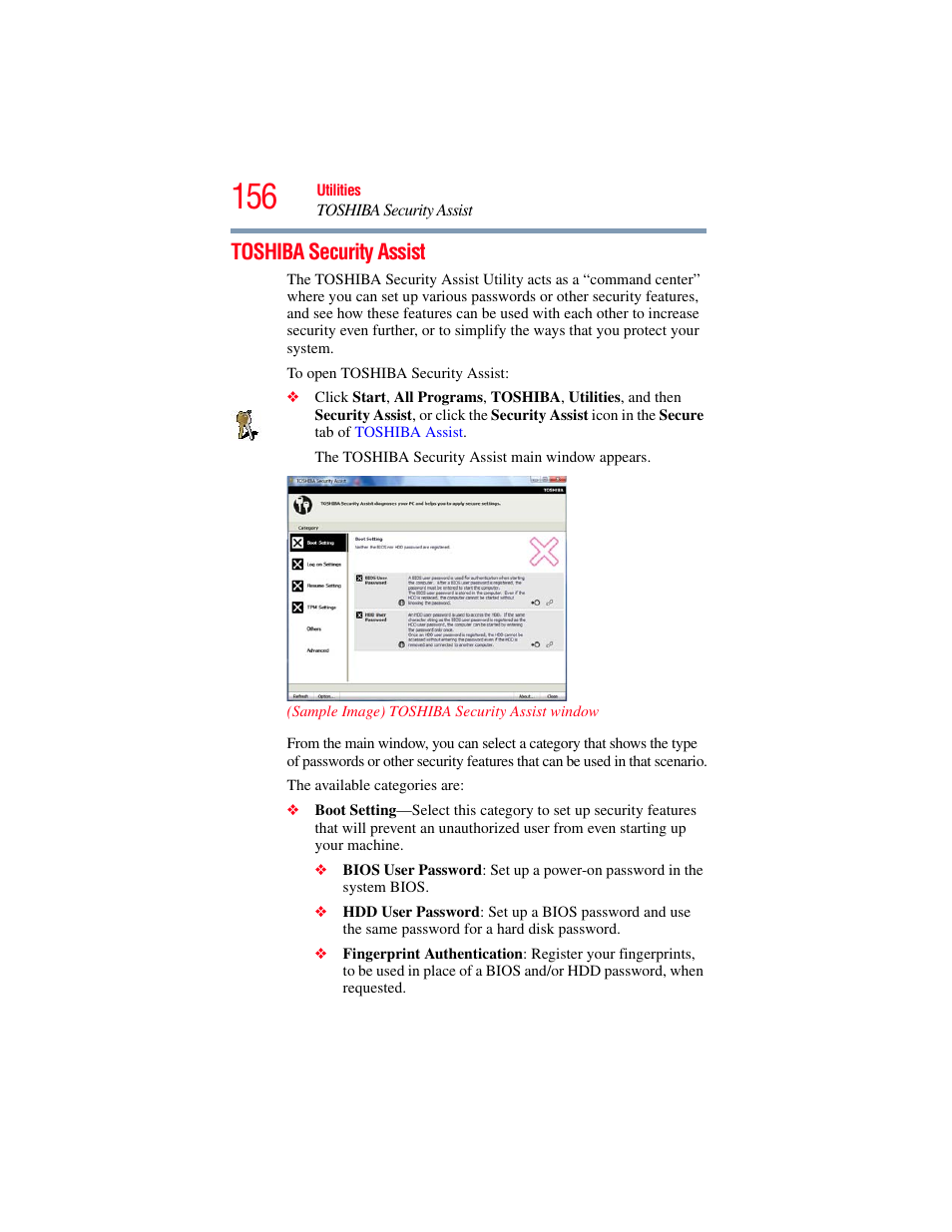 Toshiba security assist | Toshiba PORTEGE R700 series User Manual | Page 156 / 246