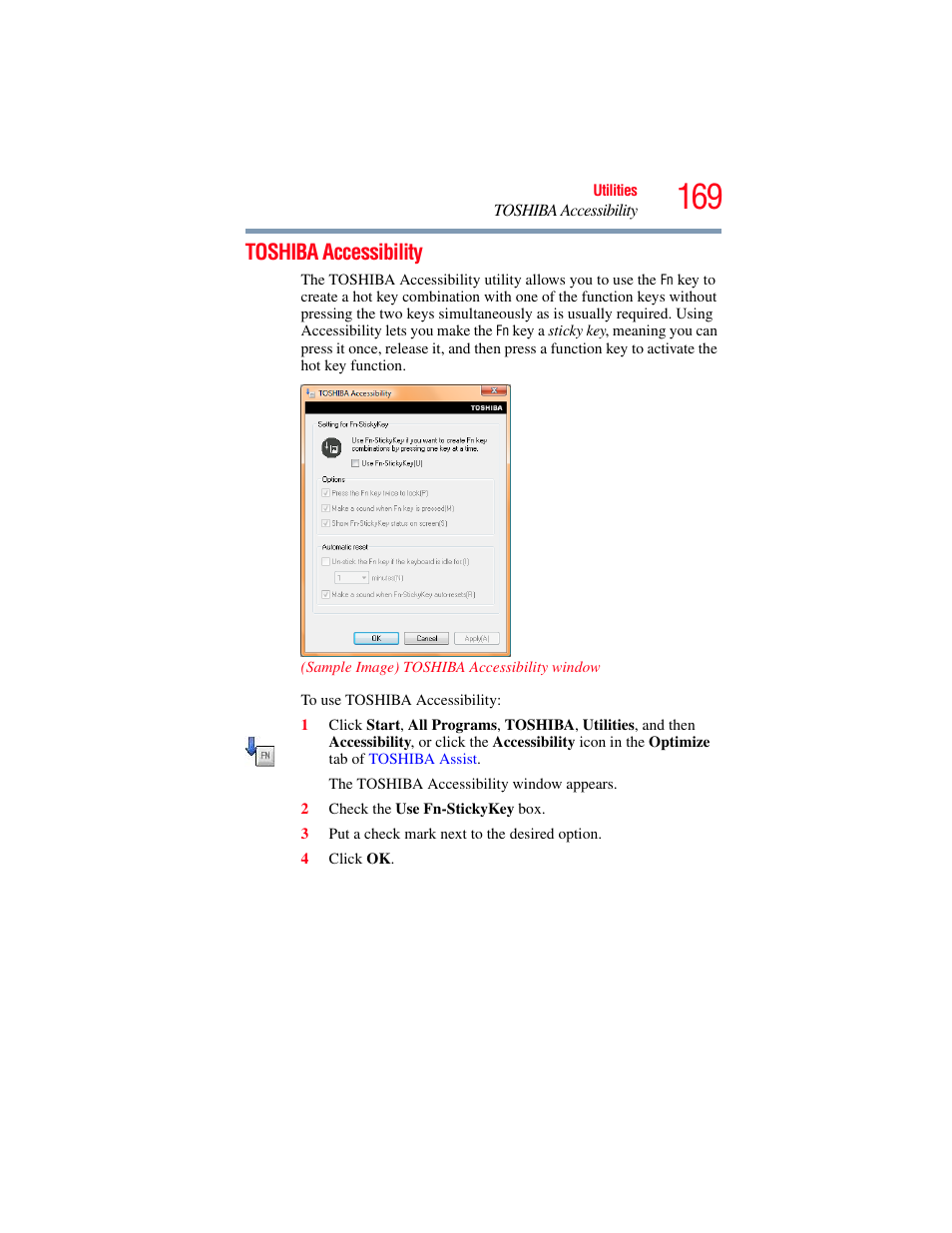 Toshiba accessibility | Toshiba PORTEGE R700 series User Manual | Page 169 / 246