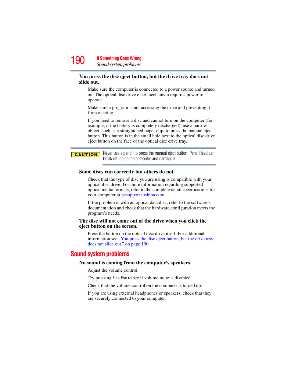 Sound system problems | Toshiba PORTEGE R700 series User Manual | Page 190 / 246