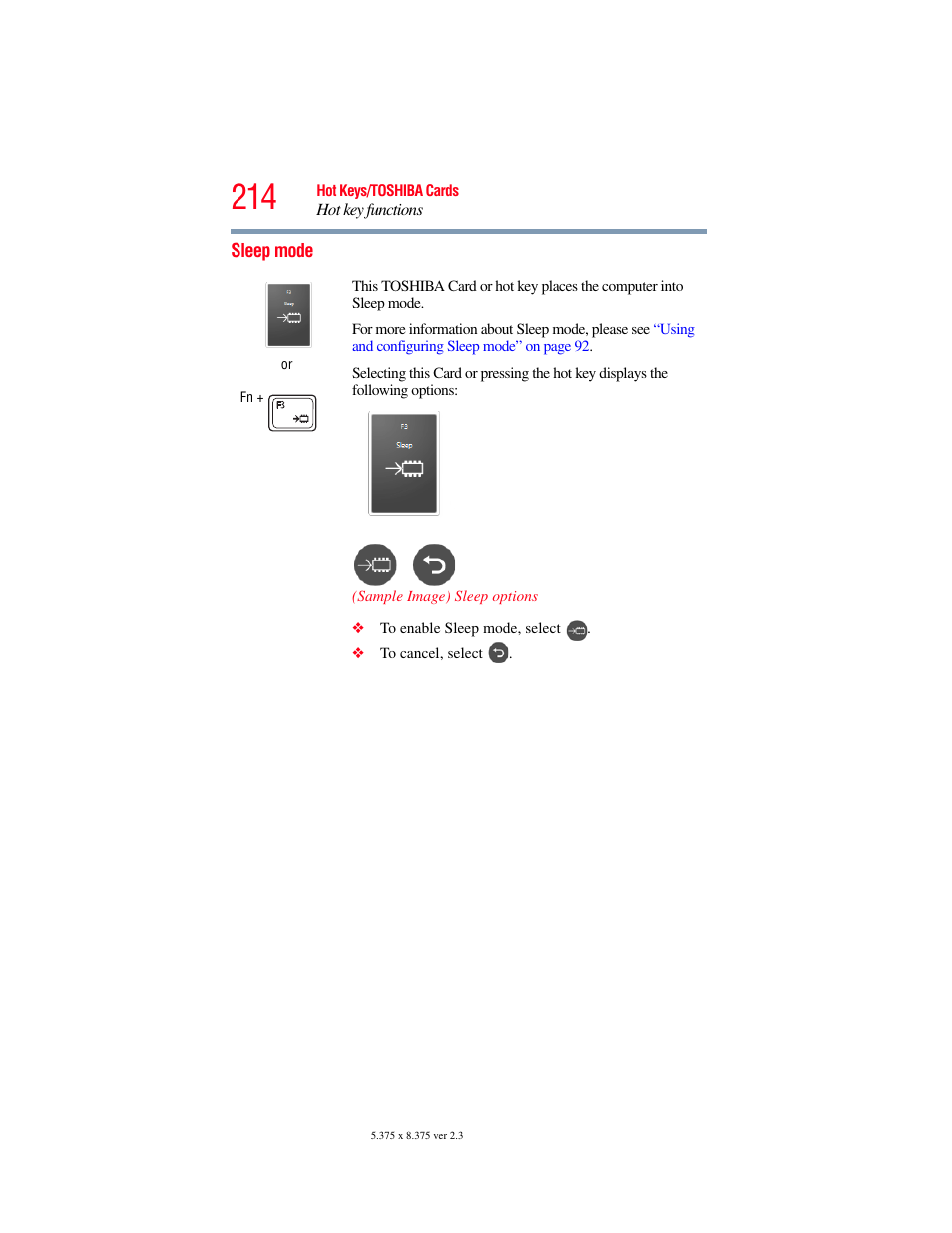 Sleep mode | Toshiba PORTEGE R700 series User Manual | Page 214 / 246