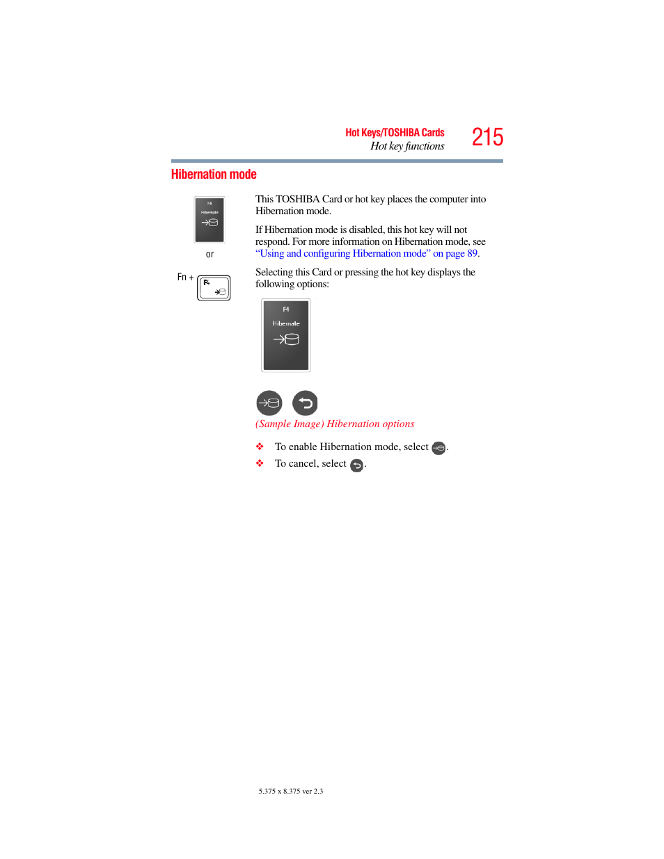 Hibernation mode | Toshiba PORTEGE R700 series User Manual | Page 215 / 246