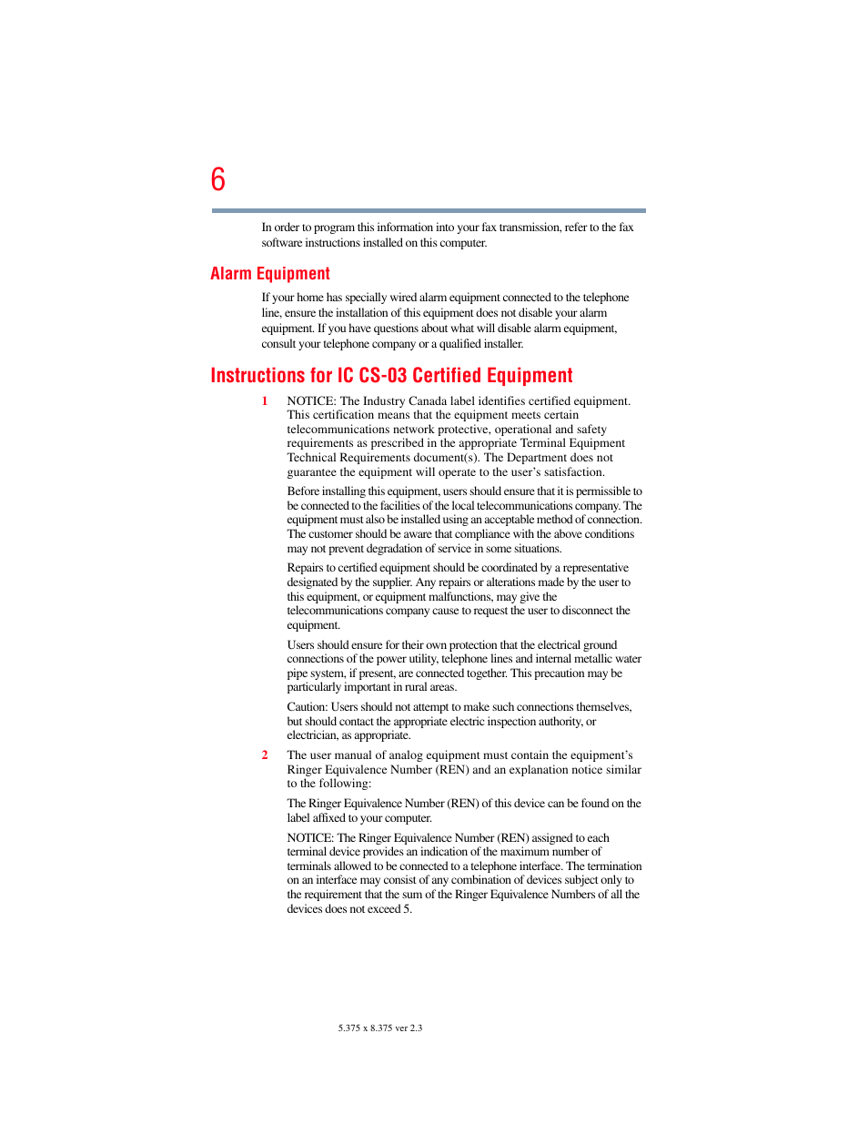 Instructions for ic cs-03 certified equipment | Toshiba PORTEGE R700 series User Manual | Page 6 / 246