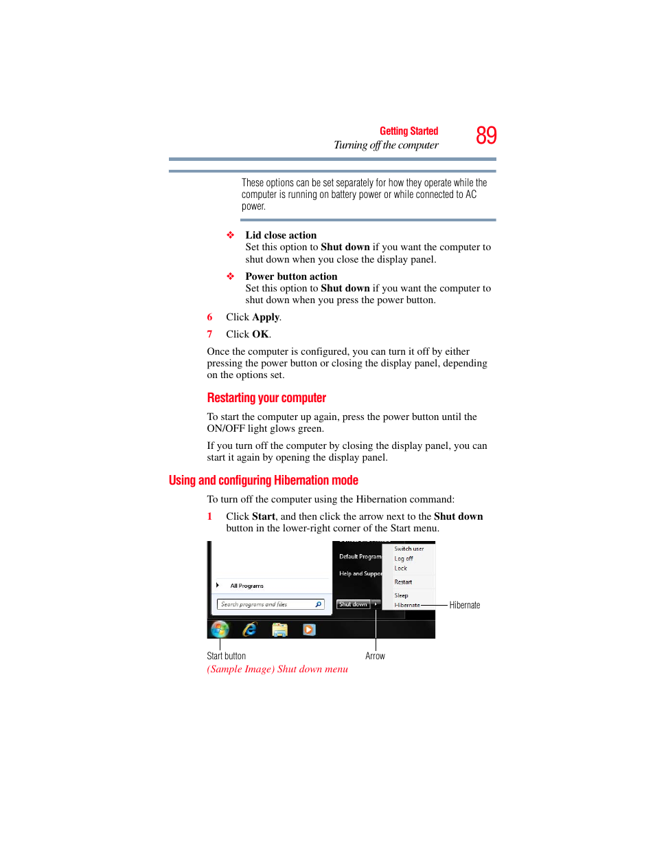 Using and configuring hibernation mode | Toshiba PORTEGE R700 series User Manual | Page 89 / 246