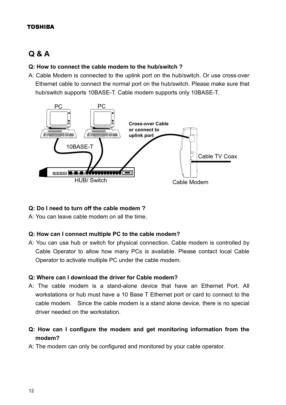 Q & a | Toshiba PCX1100 User Manual | Page 14 / 18