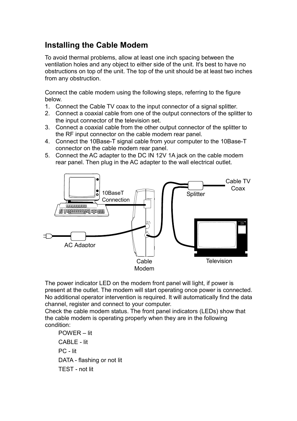 Installing the cable modem | Toshiba PCX1100 User Manual | Page 18 / 18