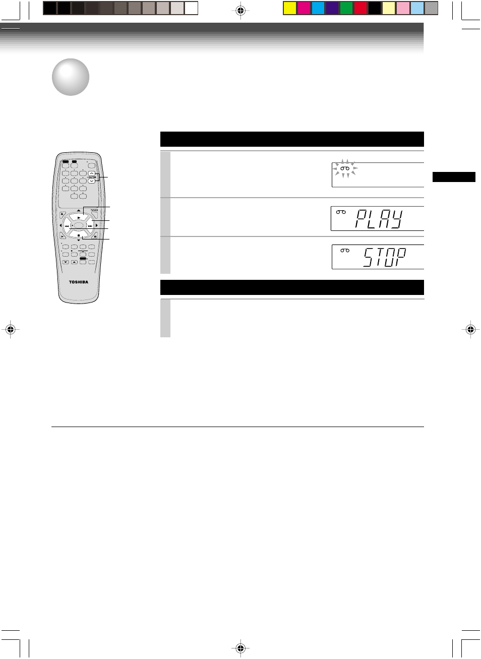 Playback, Basic playback - double speed, Basic playback | Double speed playback, Adjusting the tracking, Load a recorded cassette, Press play to start playback | Toshiba W-415 User Manual | Page 19 / 32