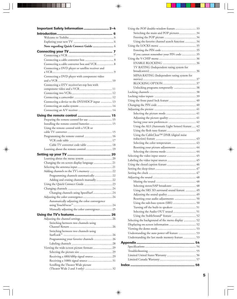 Toshiba 42H83 User Manual | Page 5 / 59