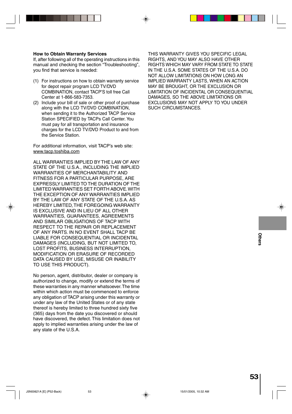 Toshiba 14DLV75 User Manual | Page 53 / 54