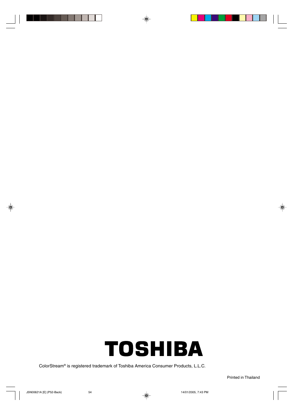 Toshiba 14DLV75 User Manual | Page 54 / 54