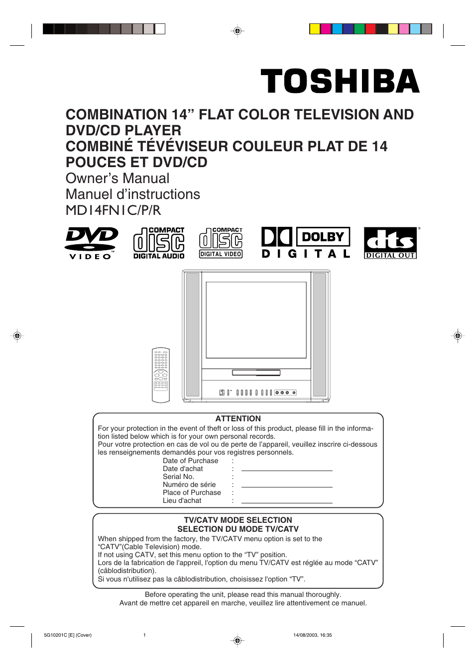 Toshiba MD14FN1C User Manual | 44 pages