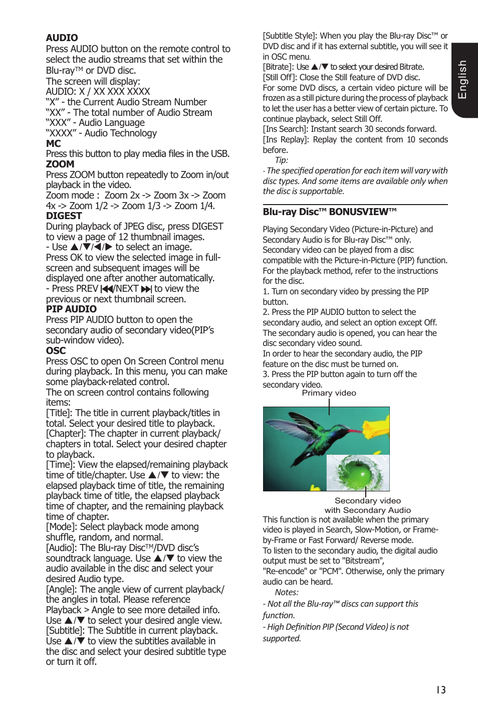 Toshiba Blu-Ray Disc Player BDX1200KU User Manual | Page 13 / 46