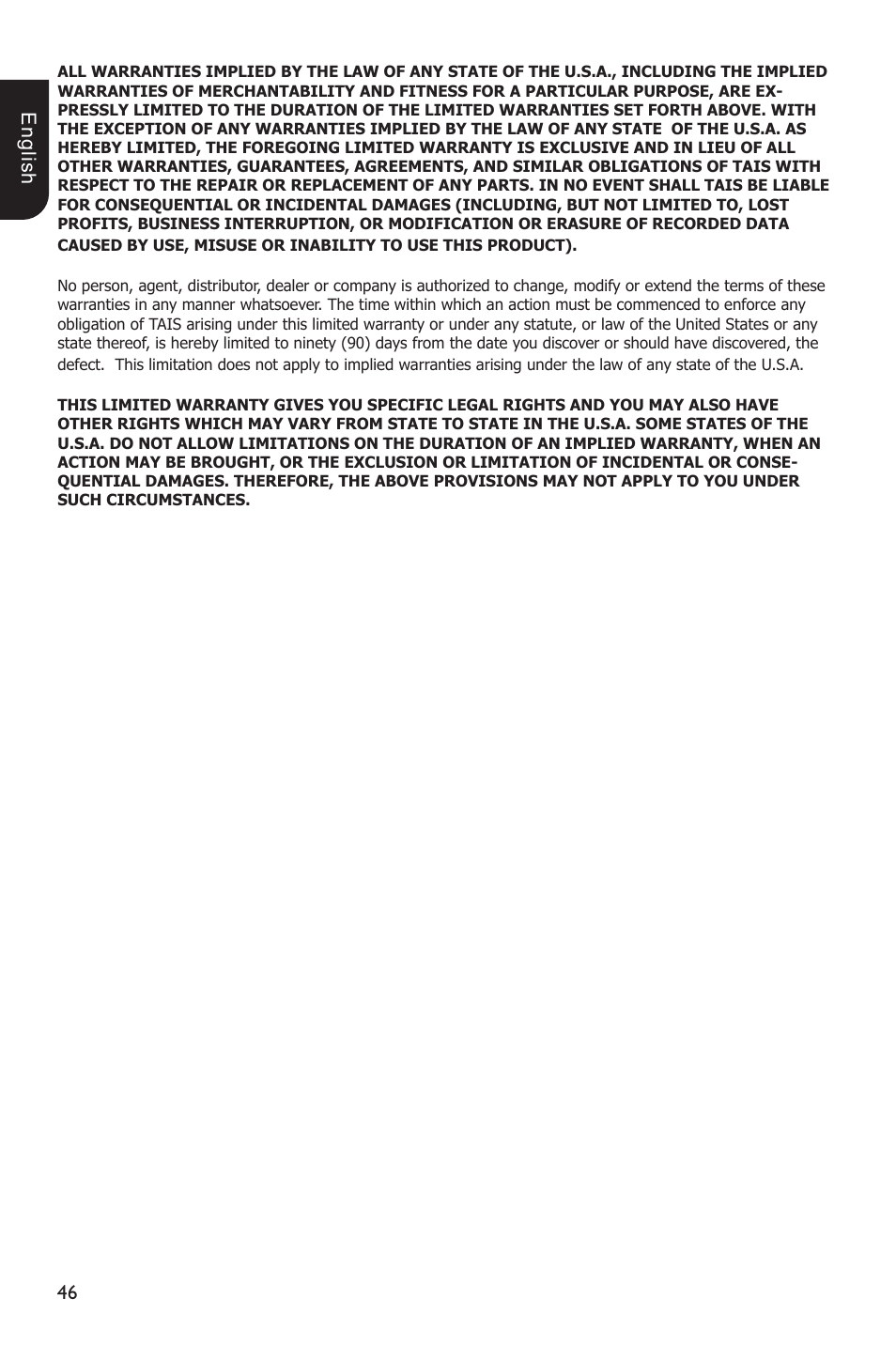 E ng lis h | Toshiba Blu-Ray Disc Player BDX1200KU User Manual | Page 46 / 46