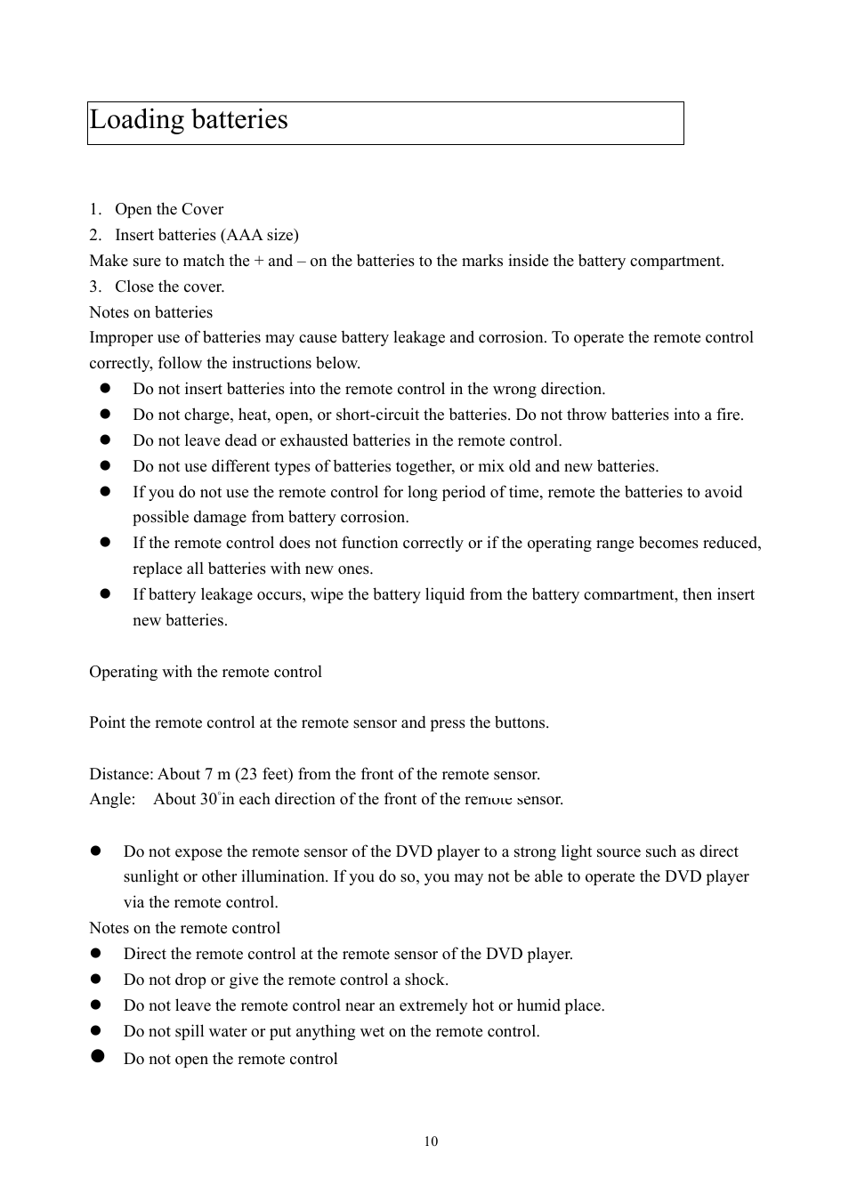 Loading batteries | Toshiba HD-S23 User Manual | Page 10 / 40