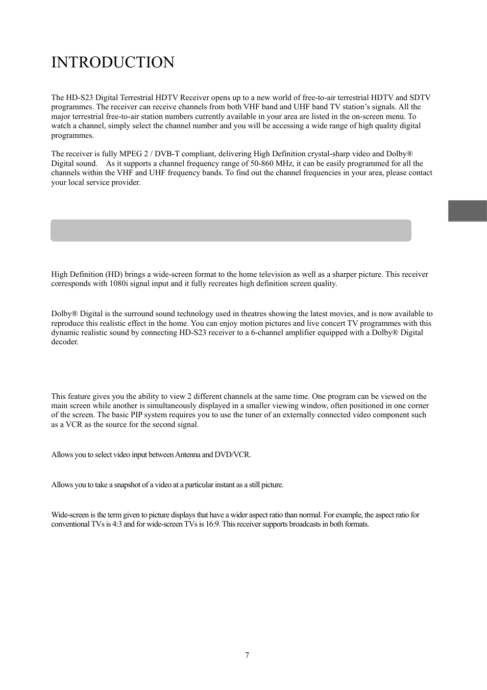Introduction | Toshiba HD-S23 User Manual | Page 7 / 40