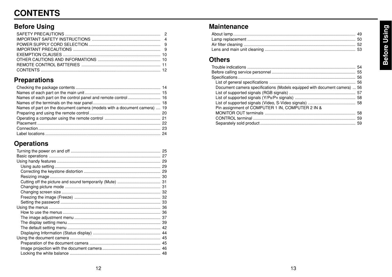 Toshiba TLPXC2500 User Manual | Page 7 / 31