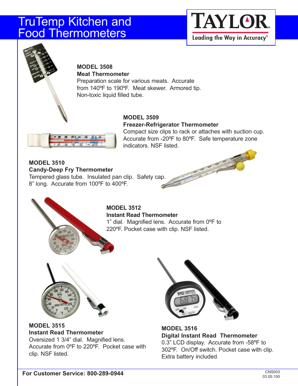 Trutemp kitchen and food thermometers | Taylor 3505 User Manual | Page 2 / 3