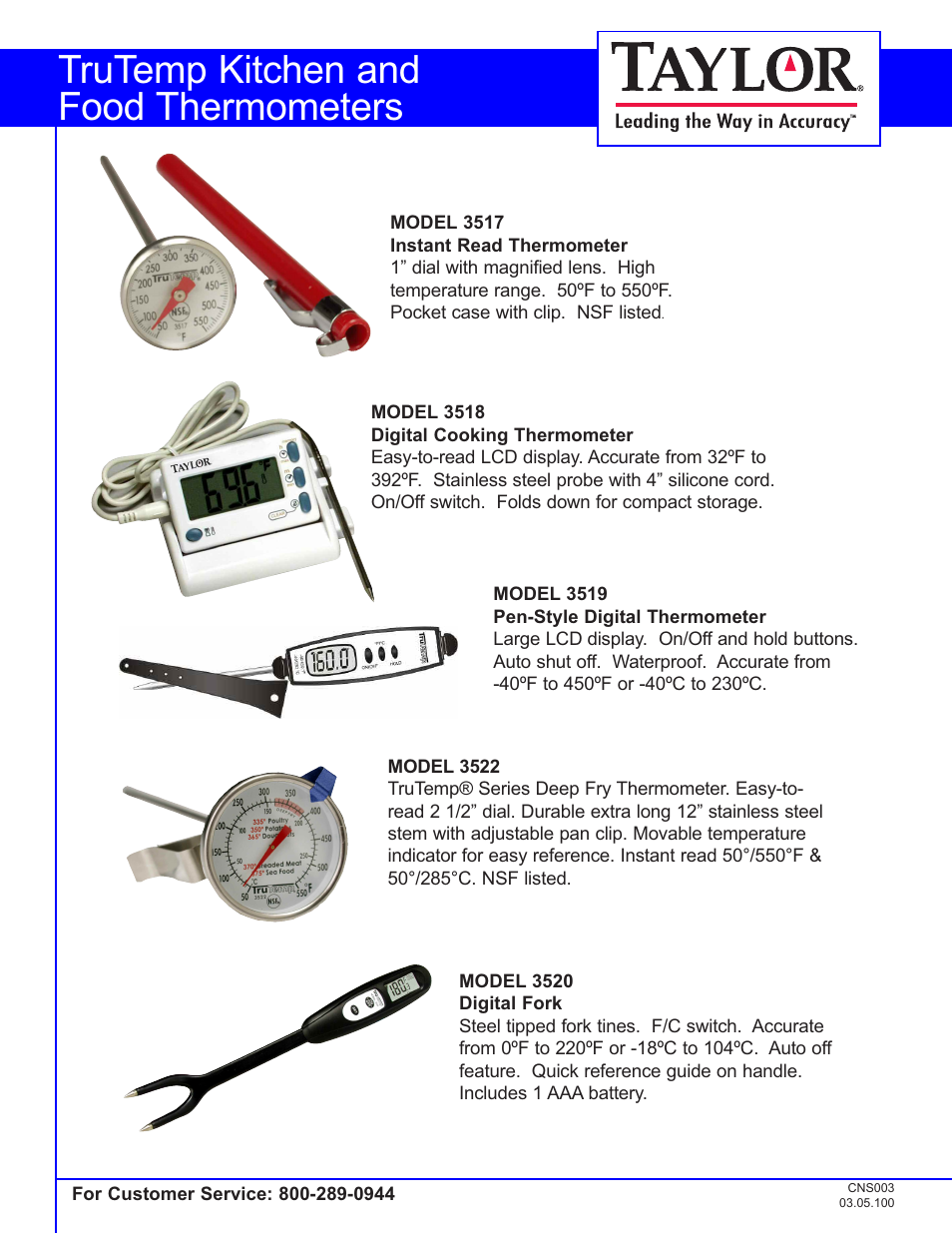 Trutemp kitchen and food thermometers | Taylor 3505 User Manual | Page 3 / 3