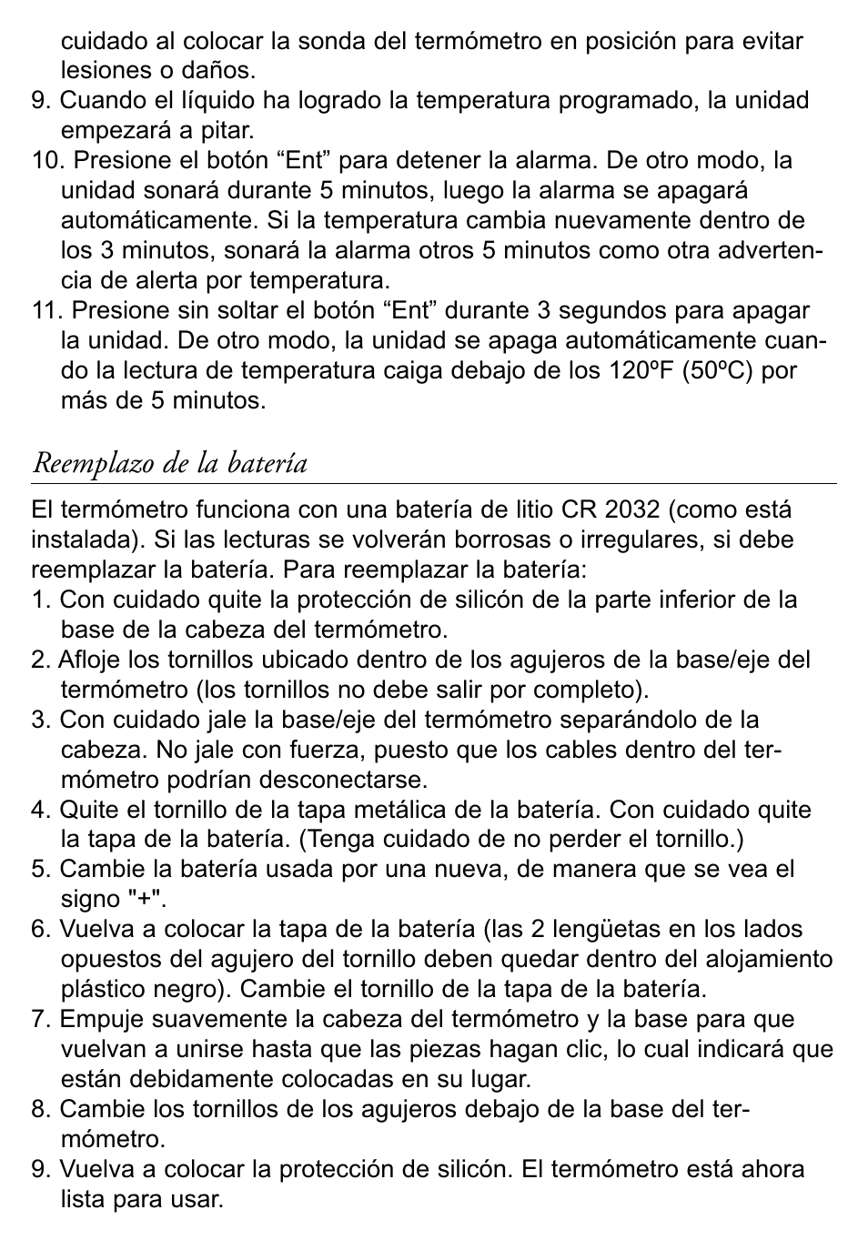 Reemplazo de la batería | Taylor 519 User Manual | Page 15 / 18