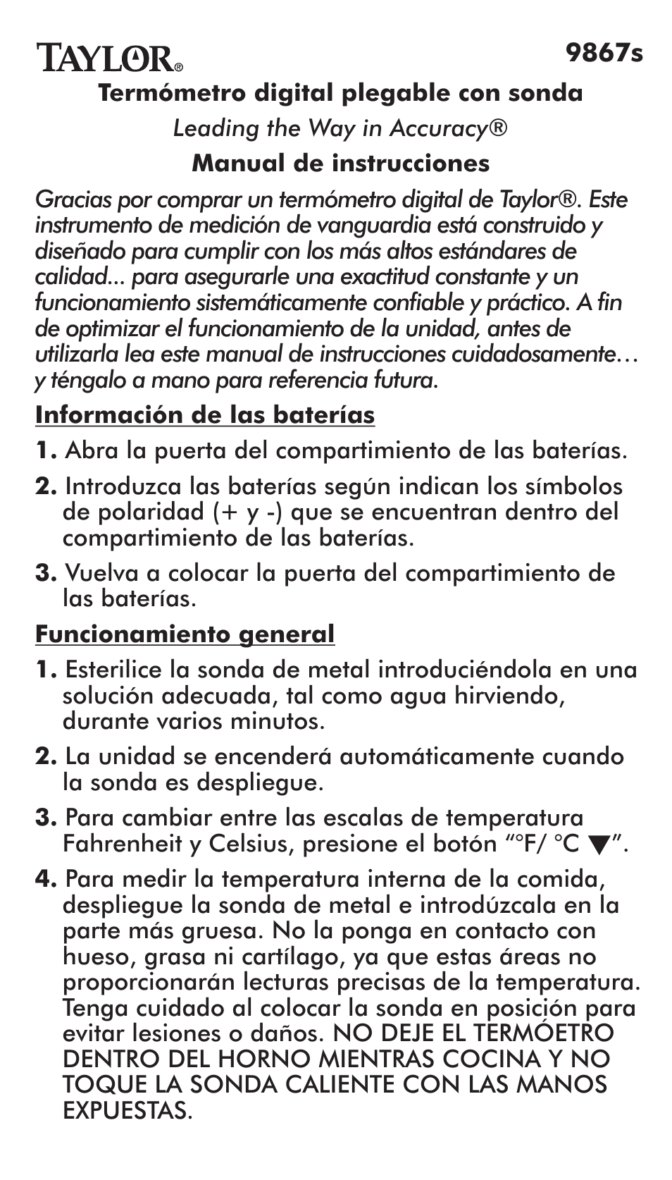 Taylor 9867S User Manual | Page 11 / 16