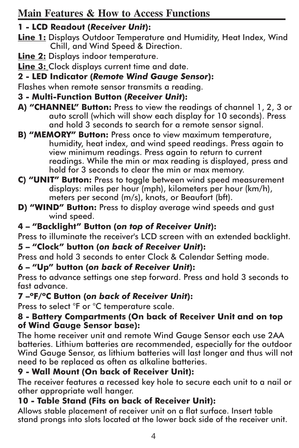 Main features & how to access functions | Taylor 2752 User Manual | Page 4 / 18