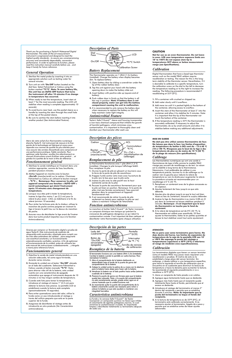 Taylor 9842FDA User Manual | Page 2 / 2