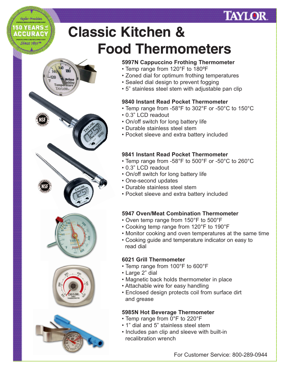 Classic kitchen & food thermometers | Taylor 5924 User Manual | Page 3 / 3