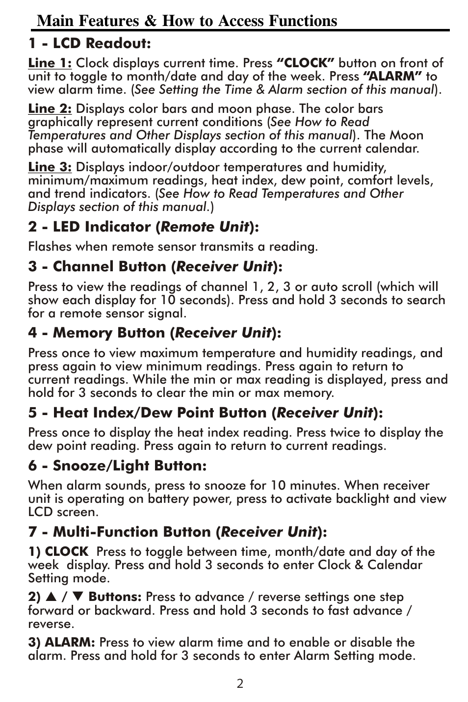 Main features & how to access functions | Taylor 1506 User Manual | Page 3 / 14