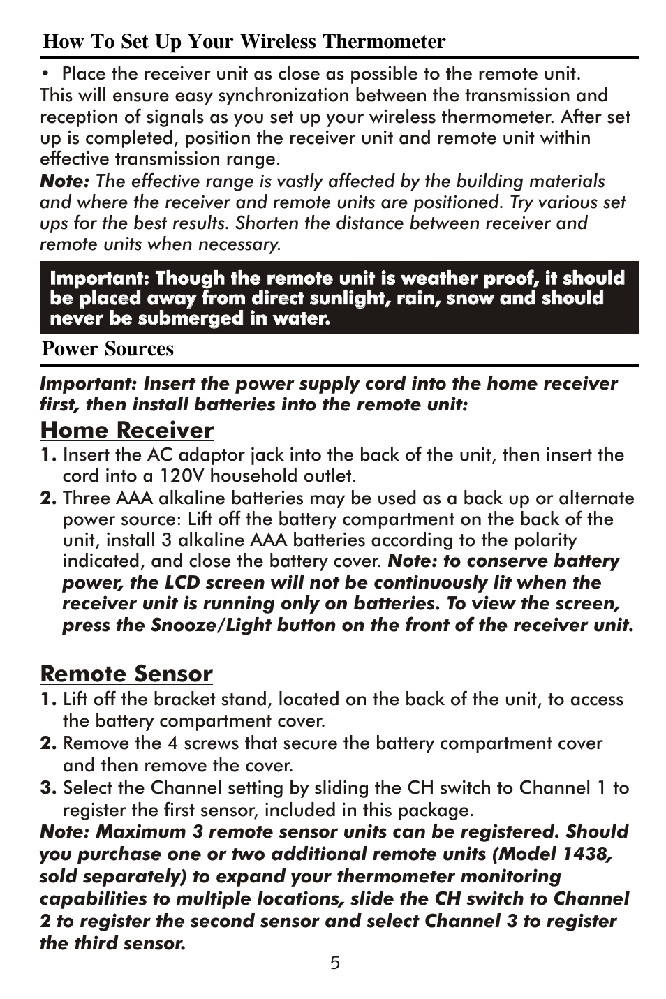Home receiver, Remote sensor | Taylor 1506 User Manual | Page 6 / 14