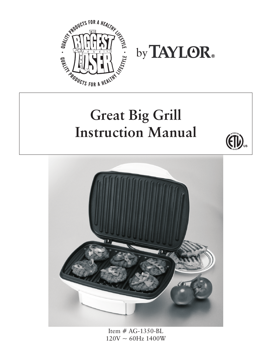 Taylor AG-1350-BL User Manual | 8 pages