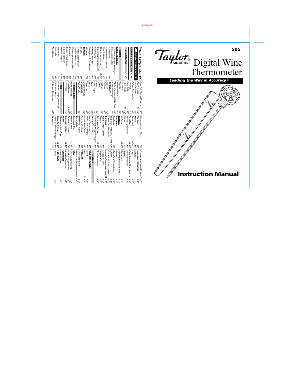 Taylor 505 User Manual | 2 pages