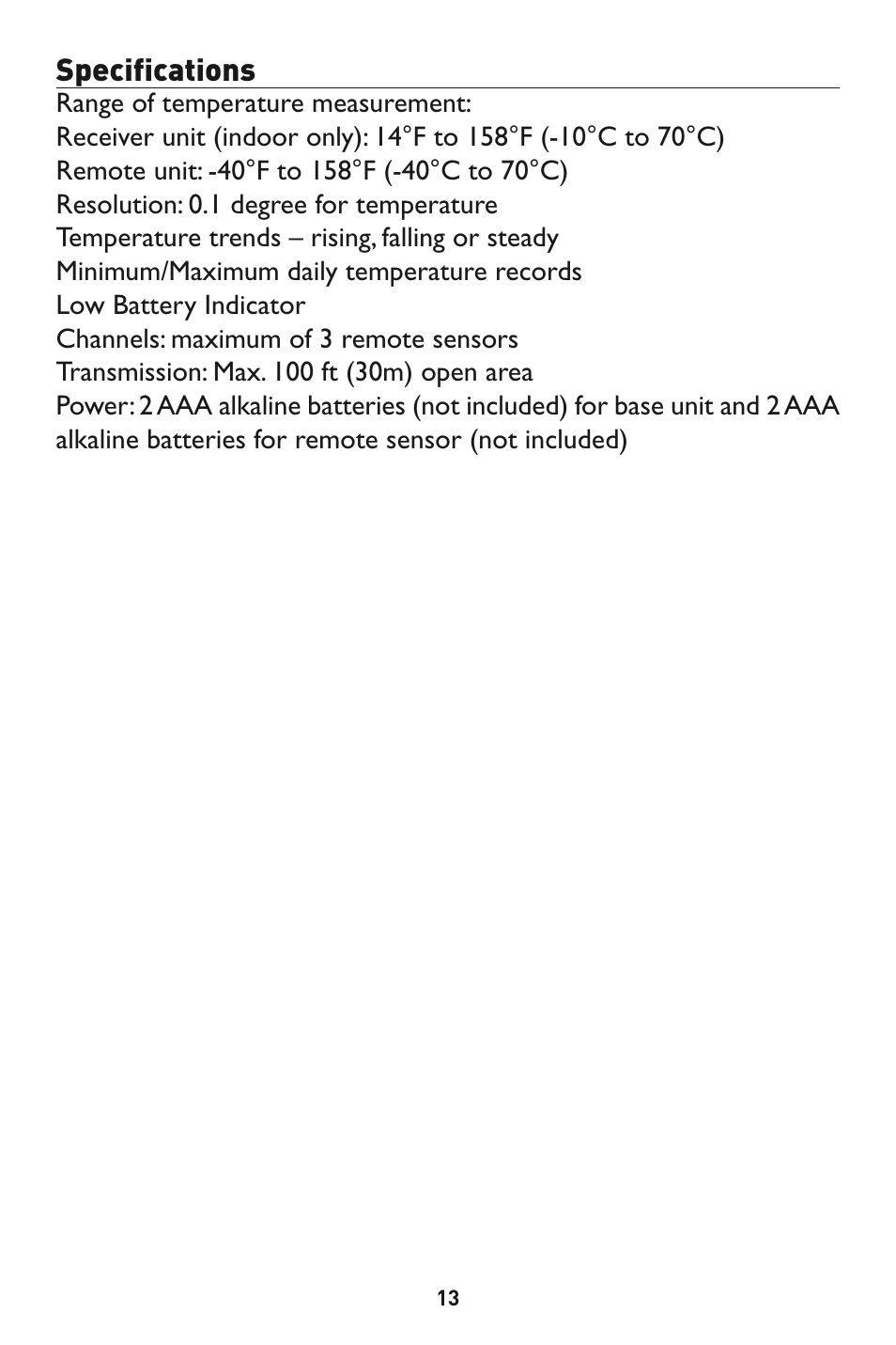 Specifications | Taylor 1524 User Manual | Page 13 / 16