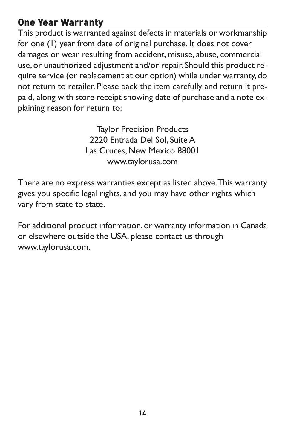 Taylor 1524 User Manual | Page 14 / 16